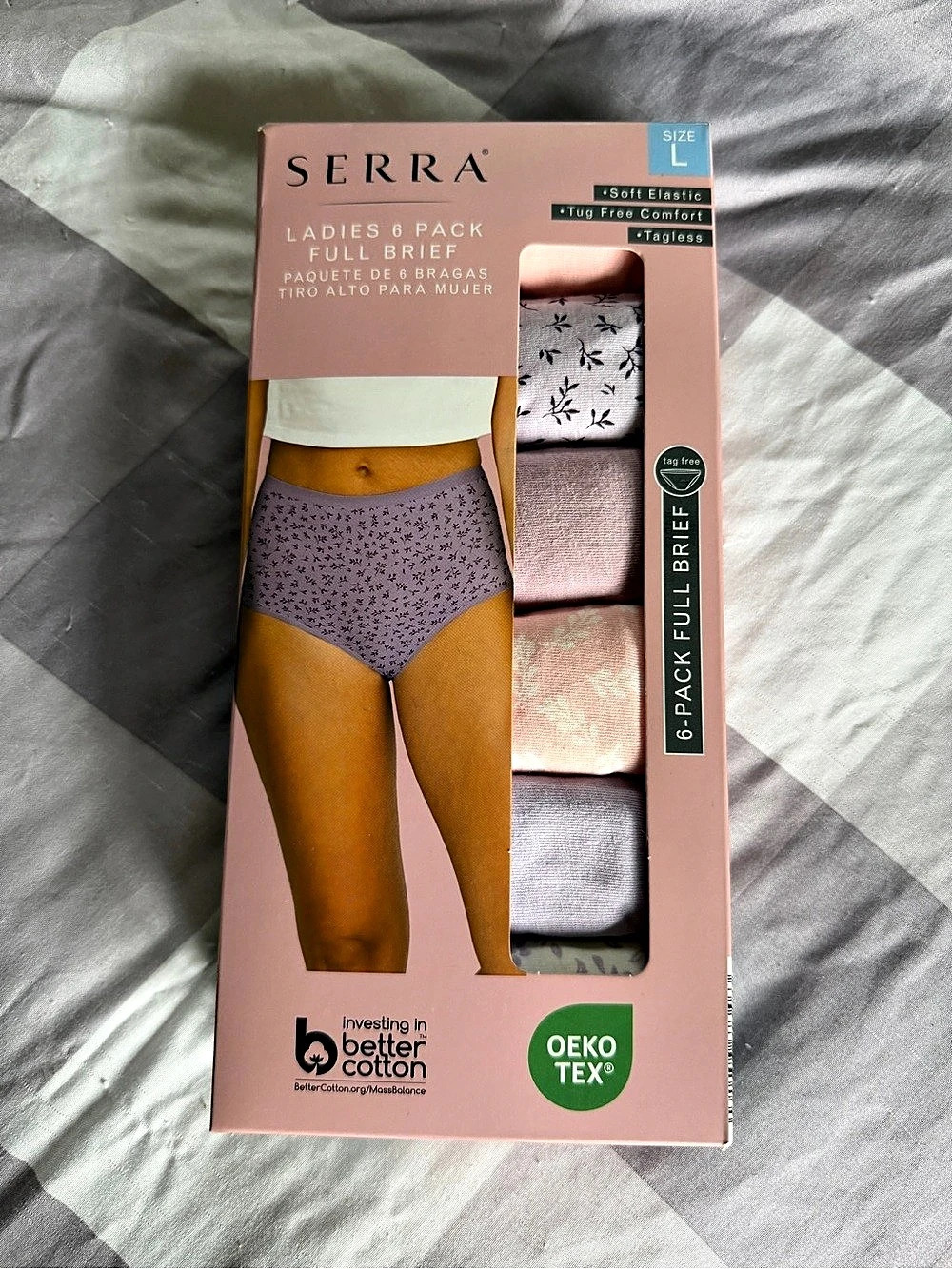 Serra Ladies 6 Pack Floral Briefs in Purple & Pink Size Large NWT